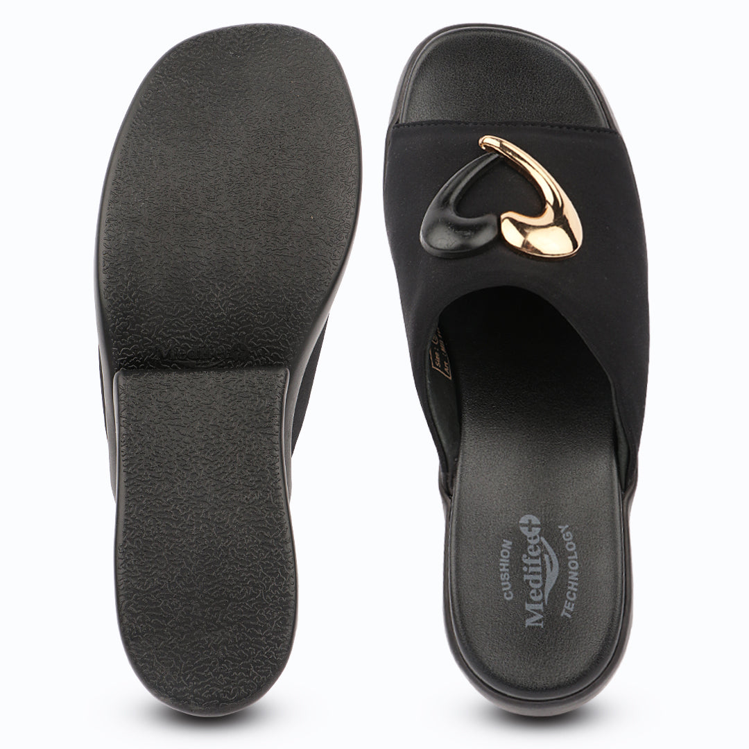Medifeet Women's Elegant Comfort With Fashion Wedge Slide Sandals with Soft Cushioned Footbed & Engineered with BASF German Technology