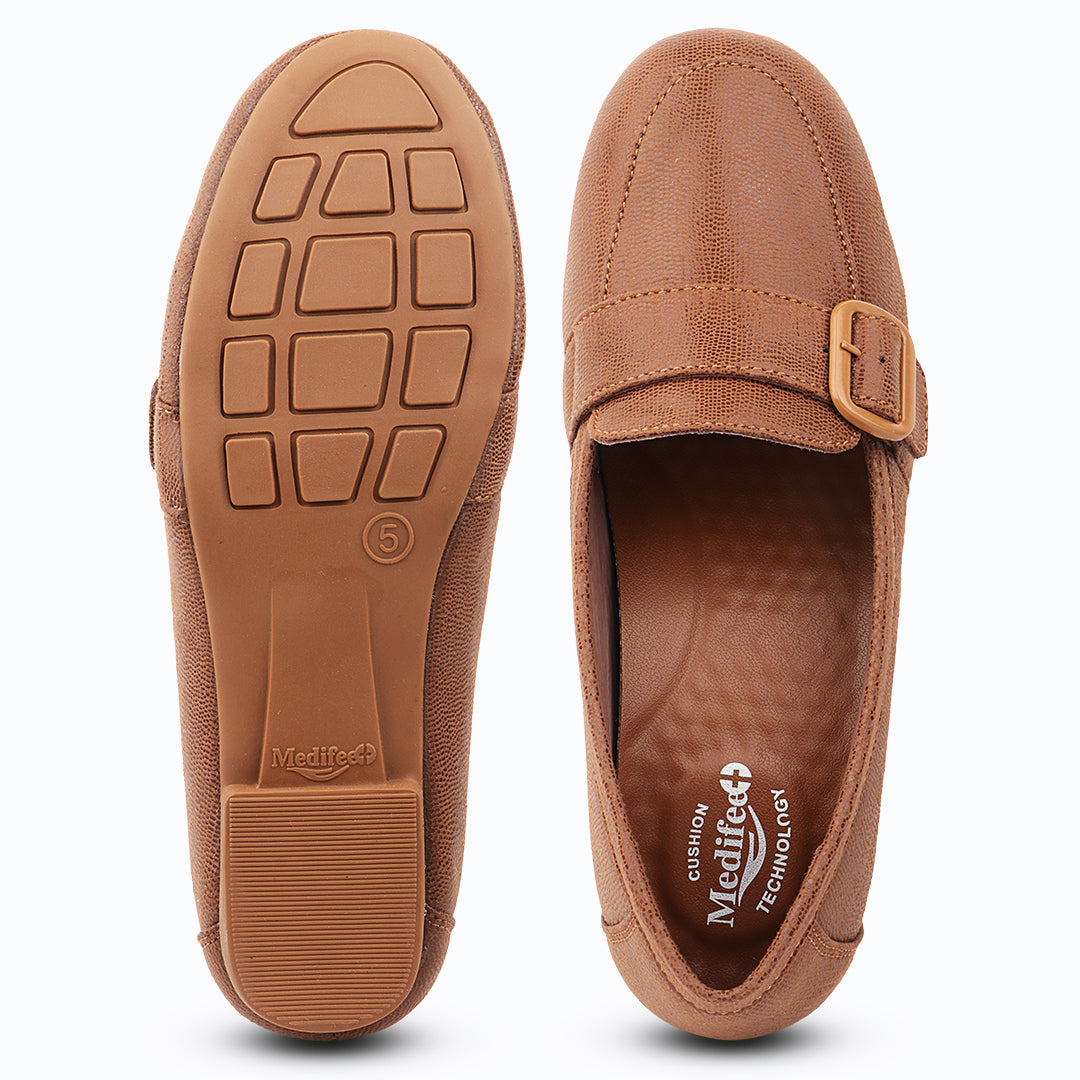 Medifeet Arlo Buckle Comfort Loafer For Women’s Lightweight Cushioned Office Shoes for All-Day Support