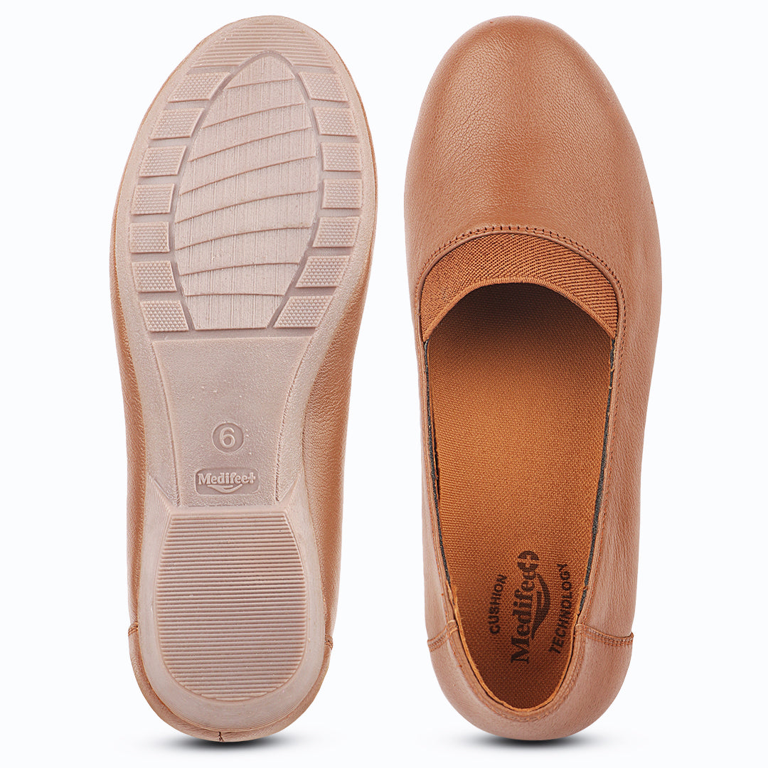 Medifeet Stylish & Comfy Belly Loafers for Women (Anti Skid Grip | Cushioned Footbed)