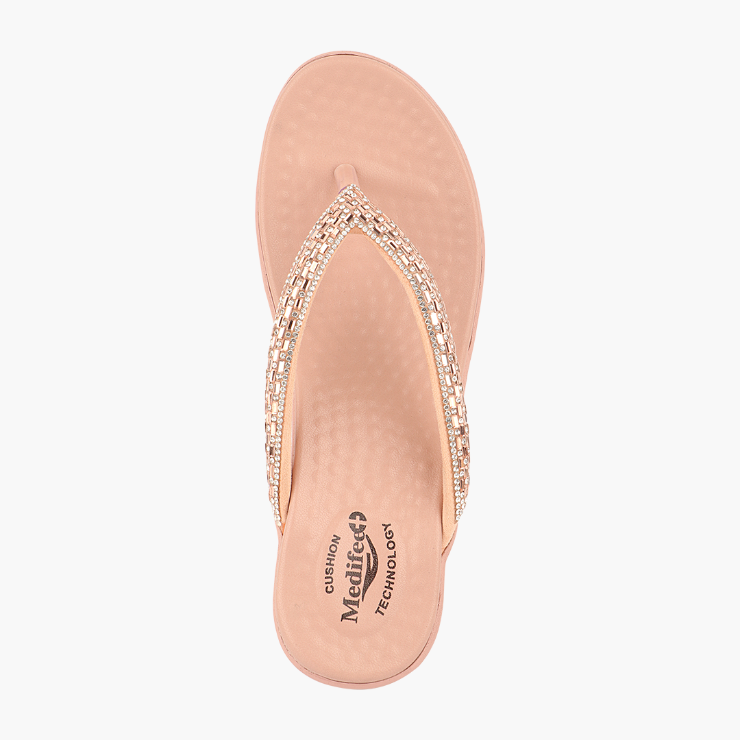 Cushioned V strap Women Sandals with Heels