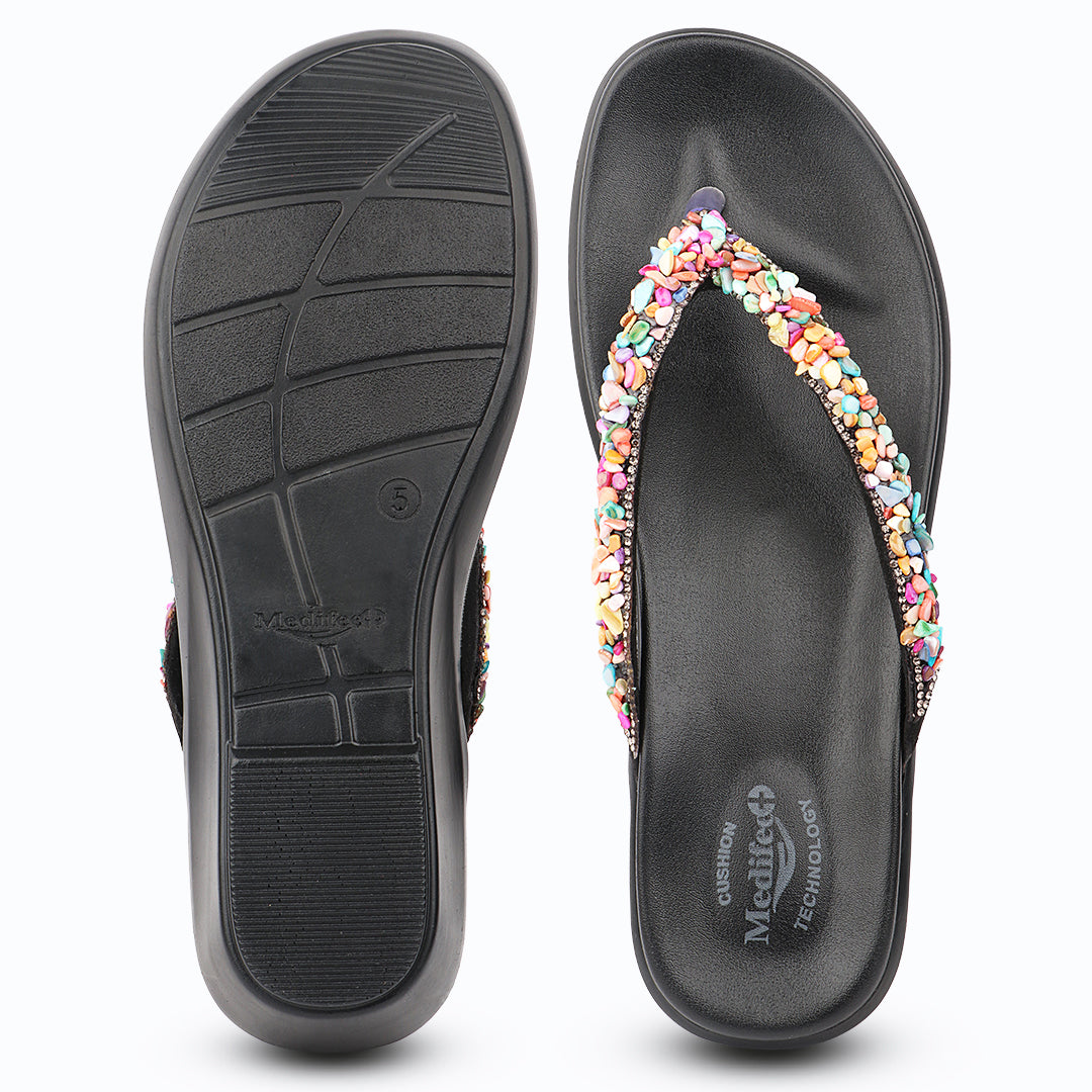 Medifeet Pearl Strap Wedge Sandals for Women – Arch Support, Cushion & Orthopedic Comfort