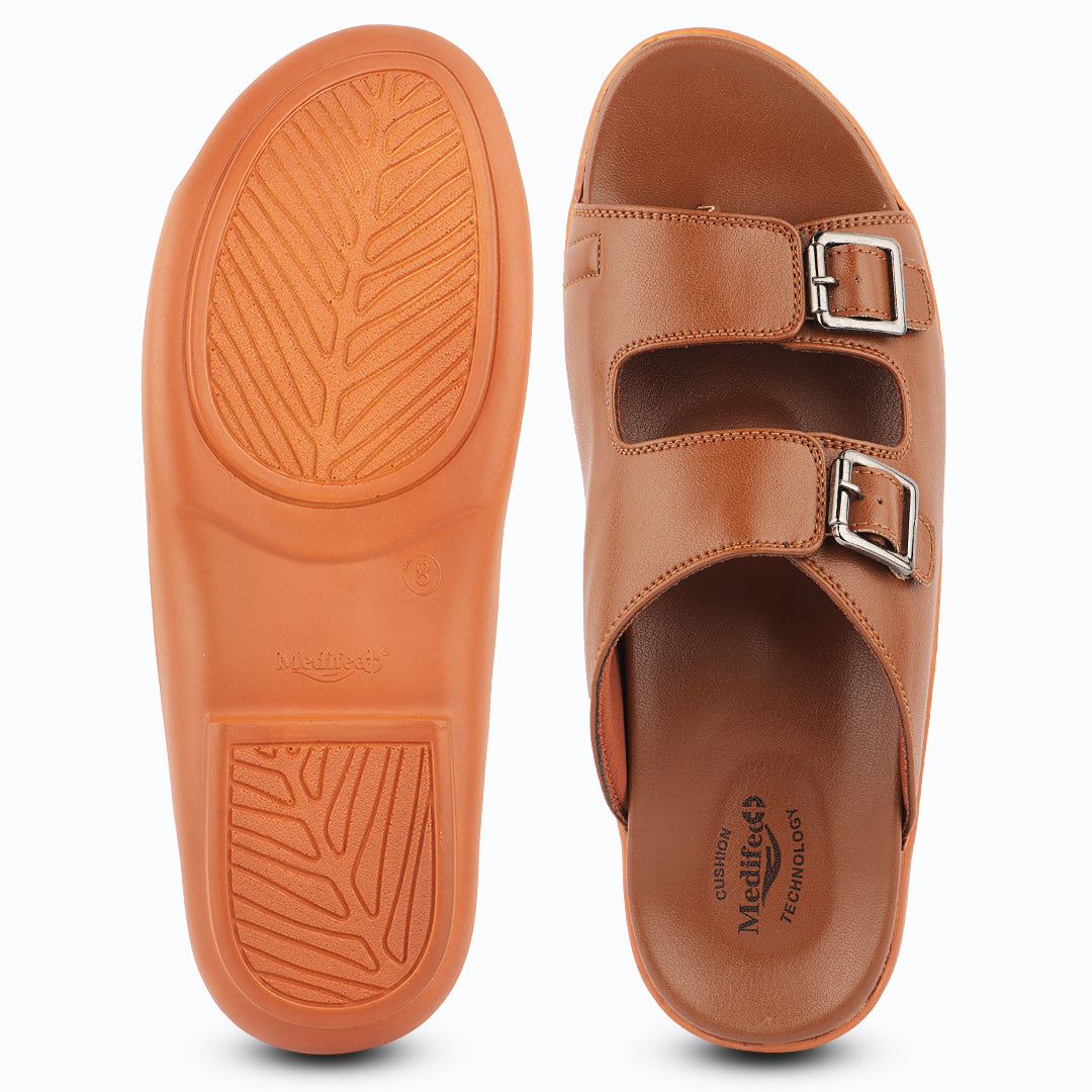 Medifeet Men's Orthopedic Comfort Sandals | Adjustable Double Buckle | Ergonomic Arch Support | Soft Cushioned Footbed | Lightweight Anti-Slip Walking Slides | Everyday Casual Footwear