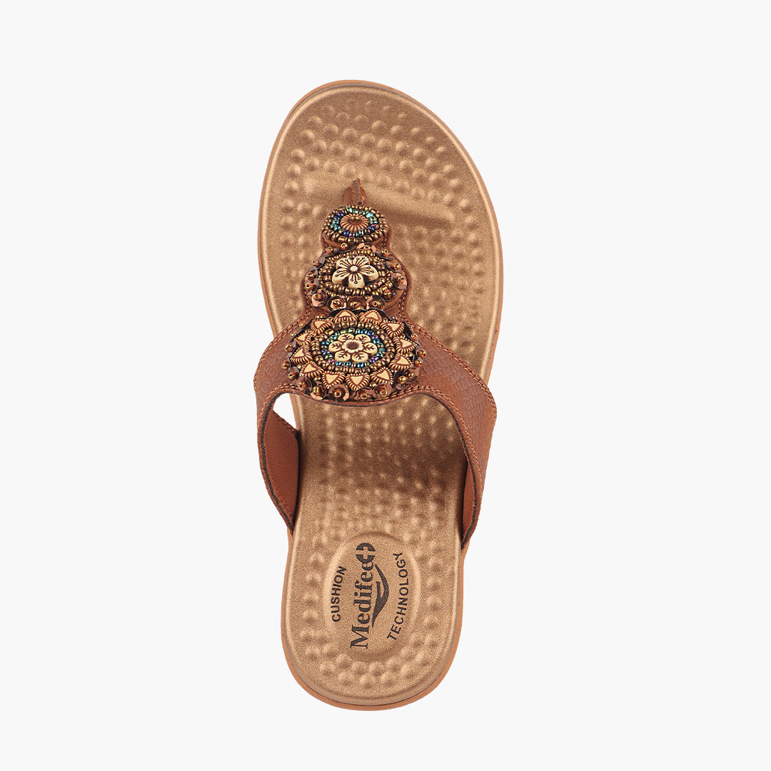 Medifeet Cushioned Wedge Heel Sandals for Women (Arch Support)