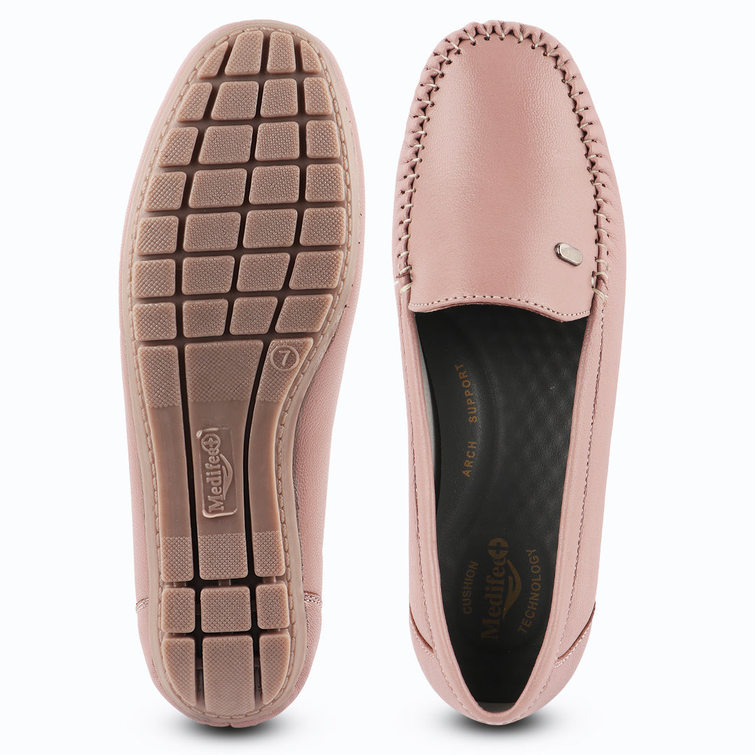 Pointed-Toe Leather Loafers for Women with Extra Cushion