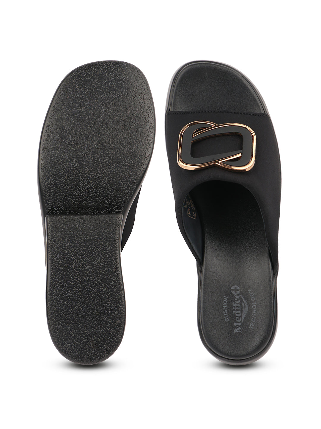 Medifeet Stylish Wedge Heel Sliders for Women (Premium Leather | Cushioned Footbed