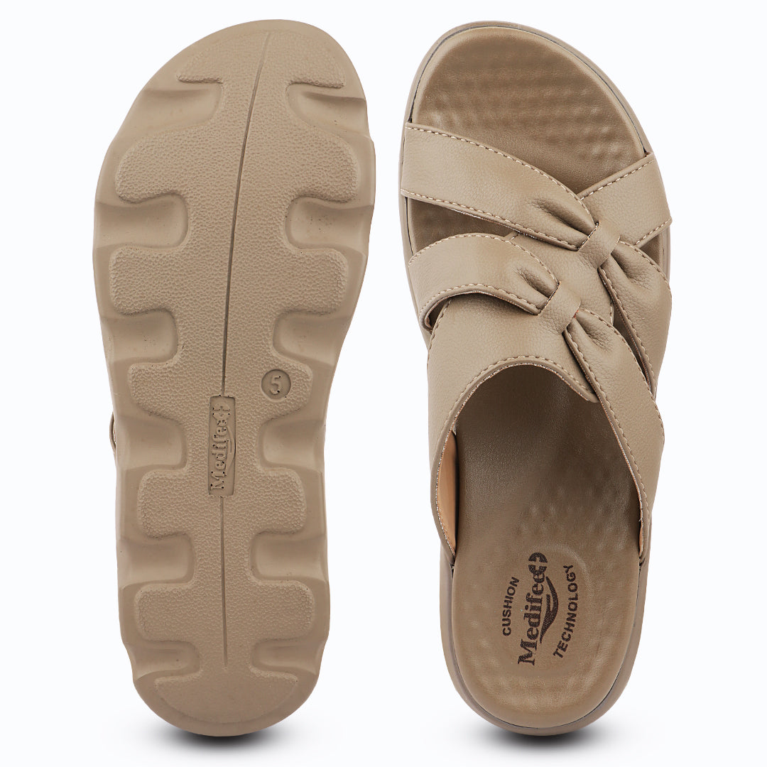 Medifeet Cross Loop Women's Orthopedic Ergonomic Comfort Slides | German Technology | Arch Support | Diabetic Friendly | Indoor & Outdoor Use Slippers