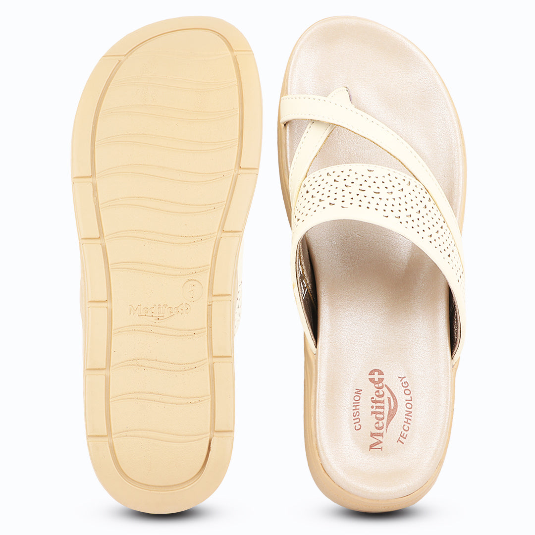 Medifeet SoftStep X-Ring Toe Comfort Slides Slippers For Women's – CushionFlow Midsole Arch Support for All-Day Support