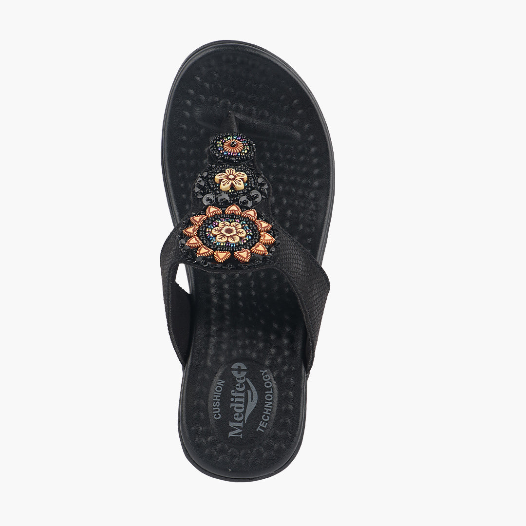 Medifeet Cushioned Wedge Heel Sandals for Women (Arch Support)