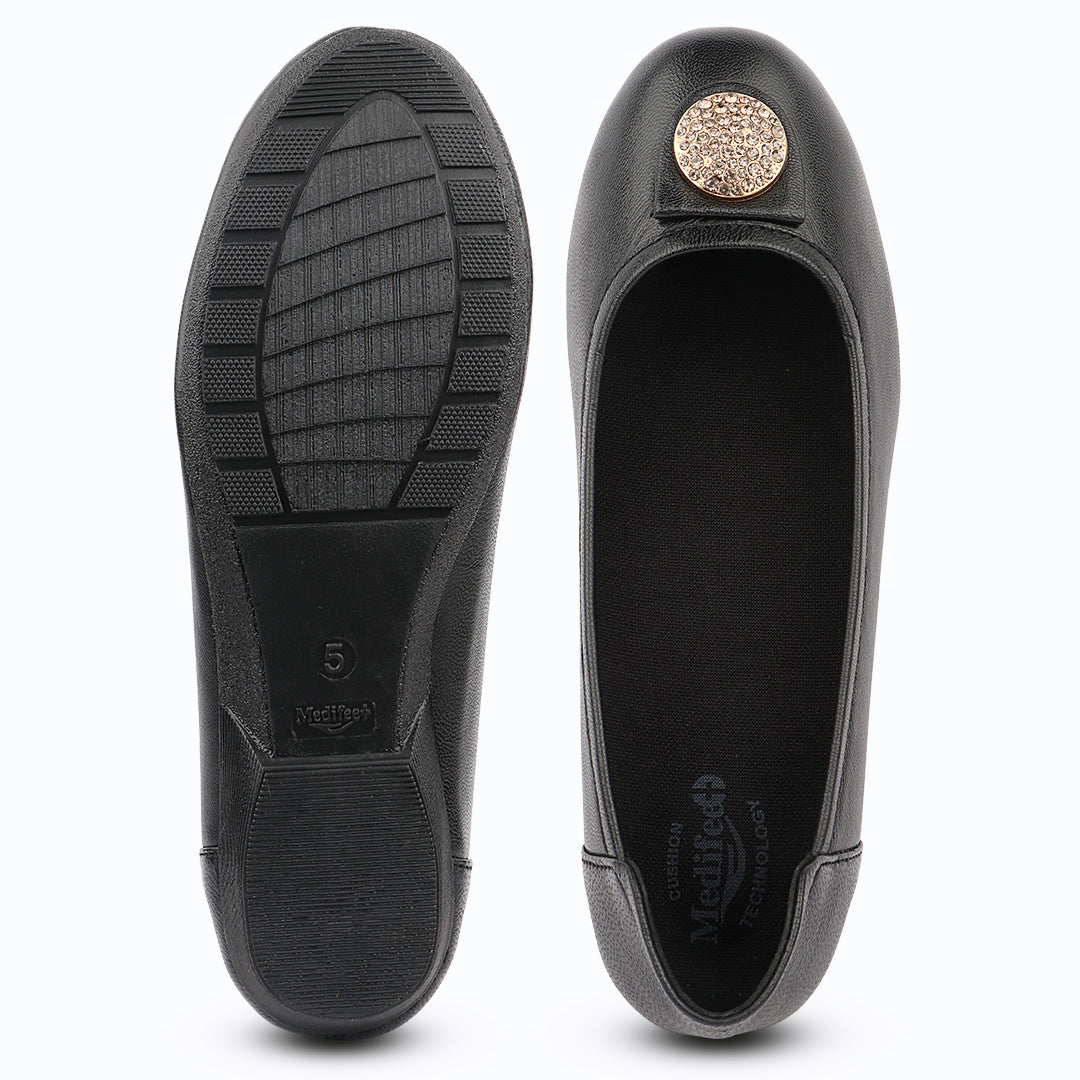 Medifeet 'Desk to Dinner' Chic Embellished 'Ballerinas' for Women Ballet Flats Shoes (Cushion Technology)