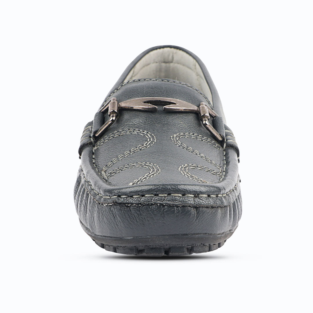 Medifeet Genuine Leather Metal Top Loafers with Arch Support For Women's