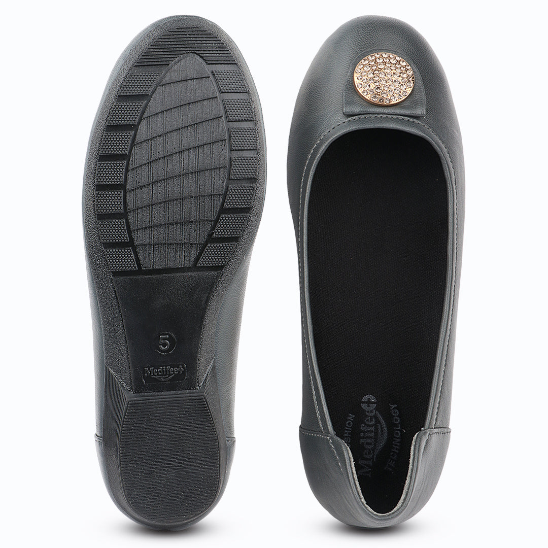 Medifeet 'Desk to Dinner' Chic Embellished 'Ballerinas' for Women Ballet Flats Shoes (Cushion Technology)