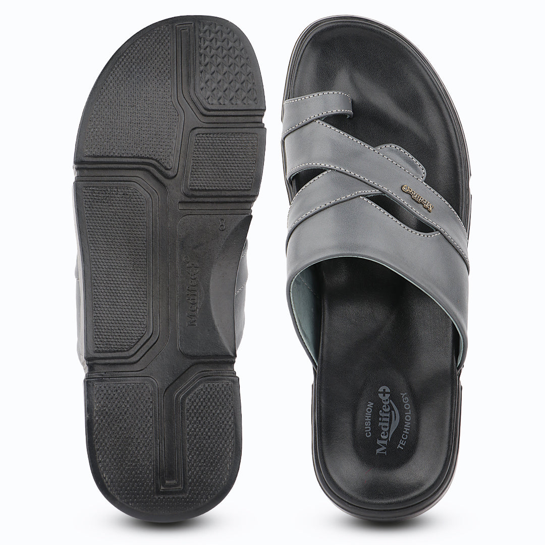 Medifeet Men’s Orthopedic Cross Strap Comfort Slides | Advanced Arch Support | Ultra Cushion Footbed | BASF German Technology Sole | Anti-Skid