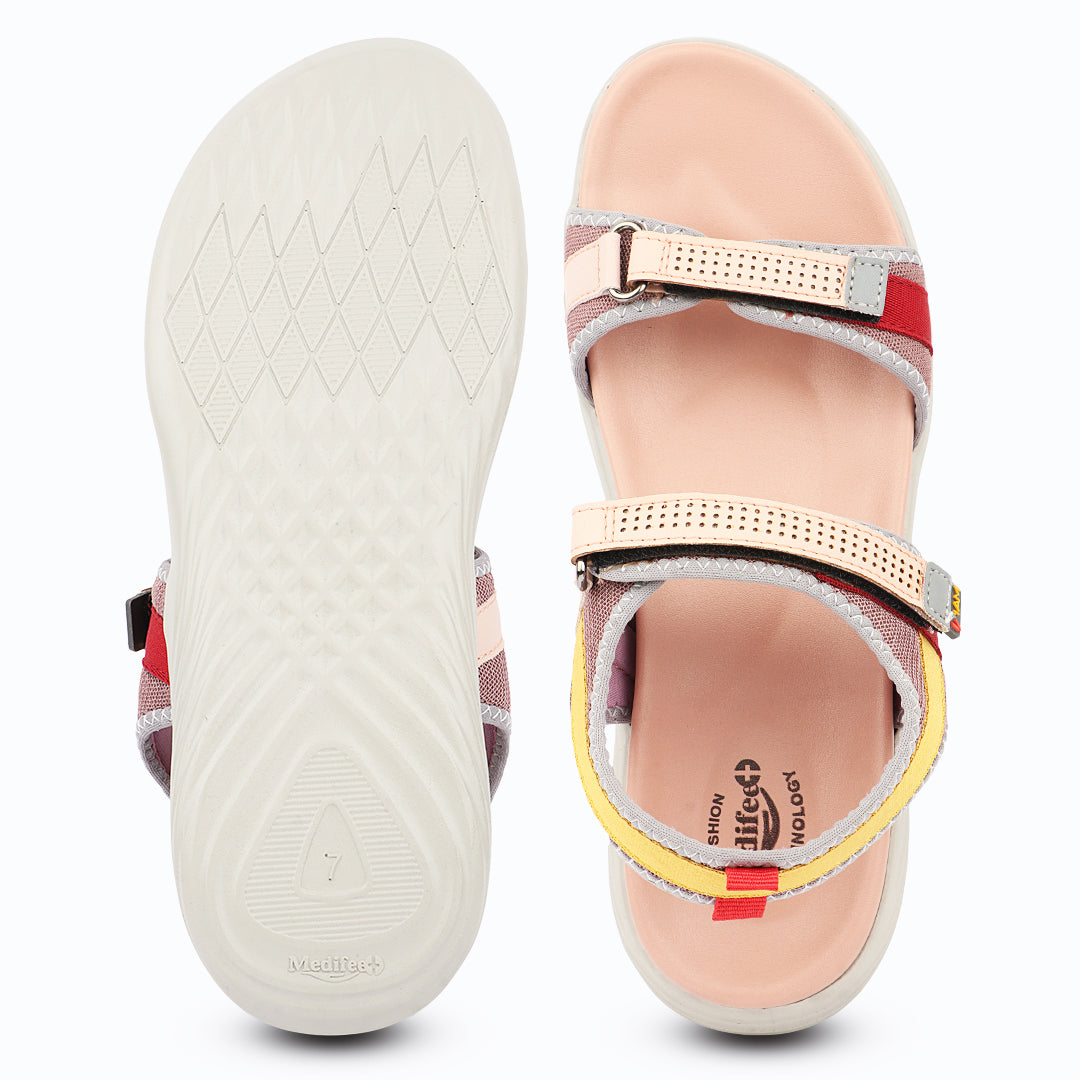 Medifeet Women’s Casual Comfort Walking Sandals – Adjustable Hook & Loop Straps with Cushioned Lightweight Sole