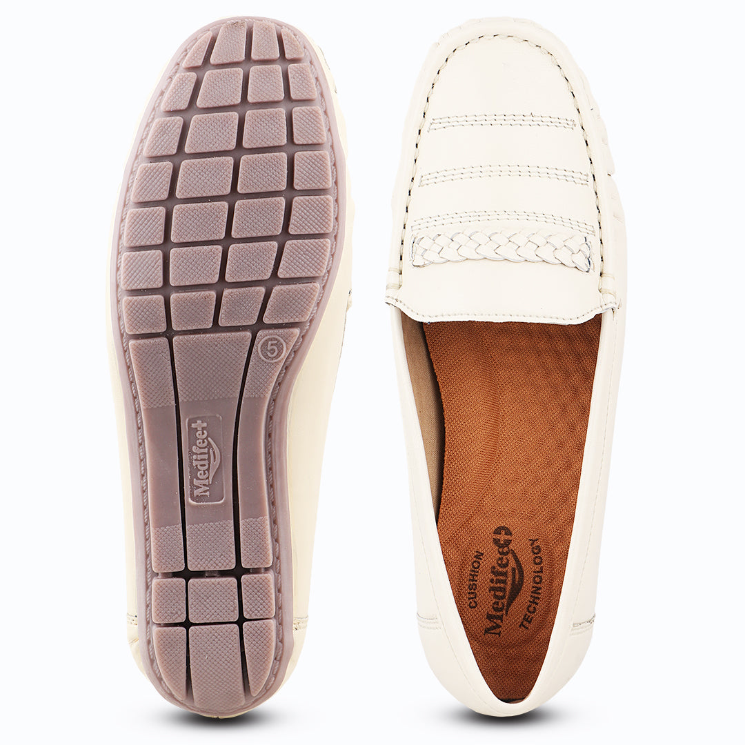 Medifeet Genuine Leather Comfortable & Arch Support Loafers For Women's