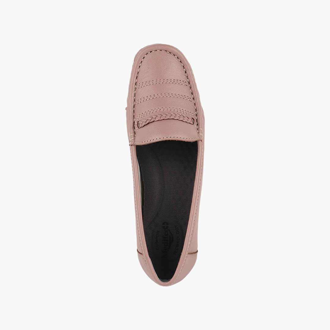 Medifeet Genuine Leather Comfortable & Arch Support Loafers For Women's