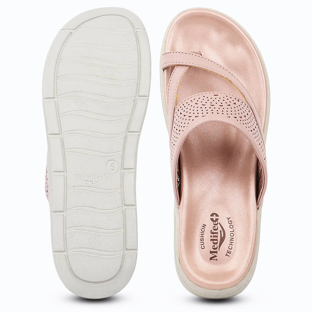 Medifeet SoftStep X-Ring Toe Comfort Slides Slippers For Women's – CushionFlow Midsole Arch Support for All-Day Support