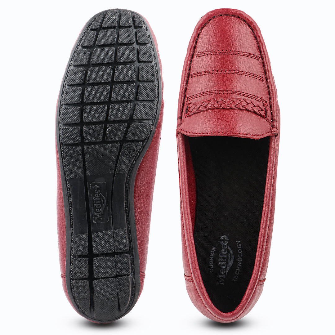 Medifeet Genuine Leather Comfortable & Arch Support Loafers For Women's