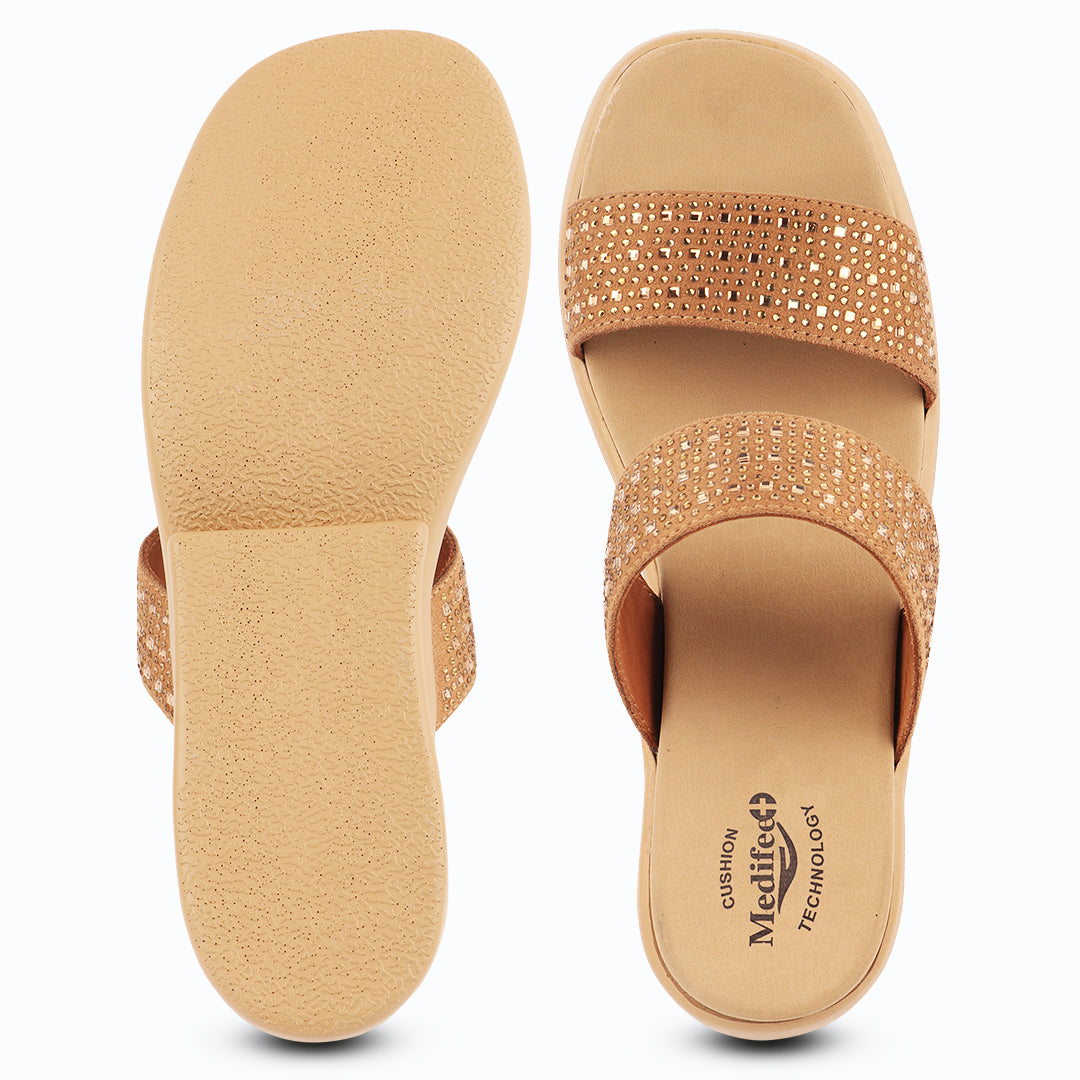 Medifeet Dual Strap Women Wedge Heel Sandals (All Day Wear Comfort)