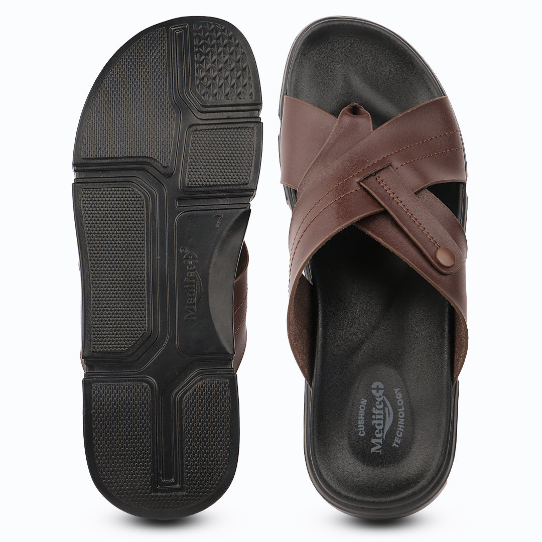 Medifeet ComfortZone Men's Cross Strap Slide Sandals | German Technology Comfort Midsole | Arch Support | Lightweight Slip-On Casual Footwear for Daily Wear