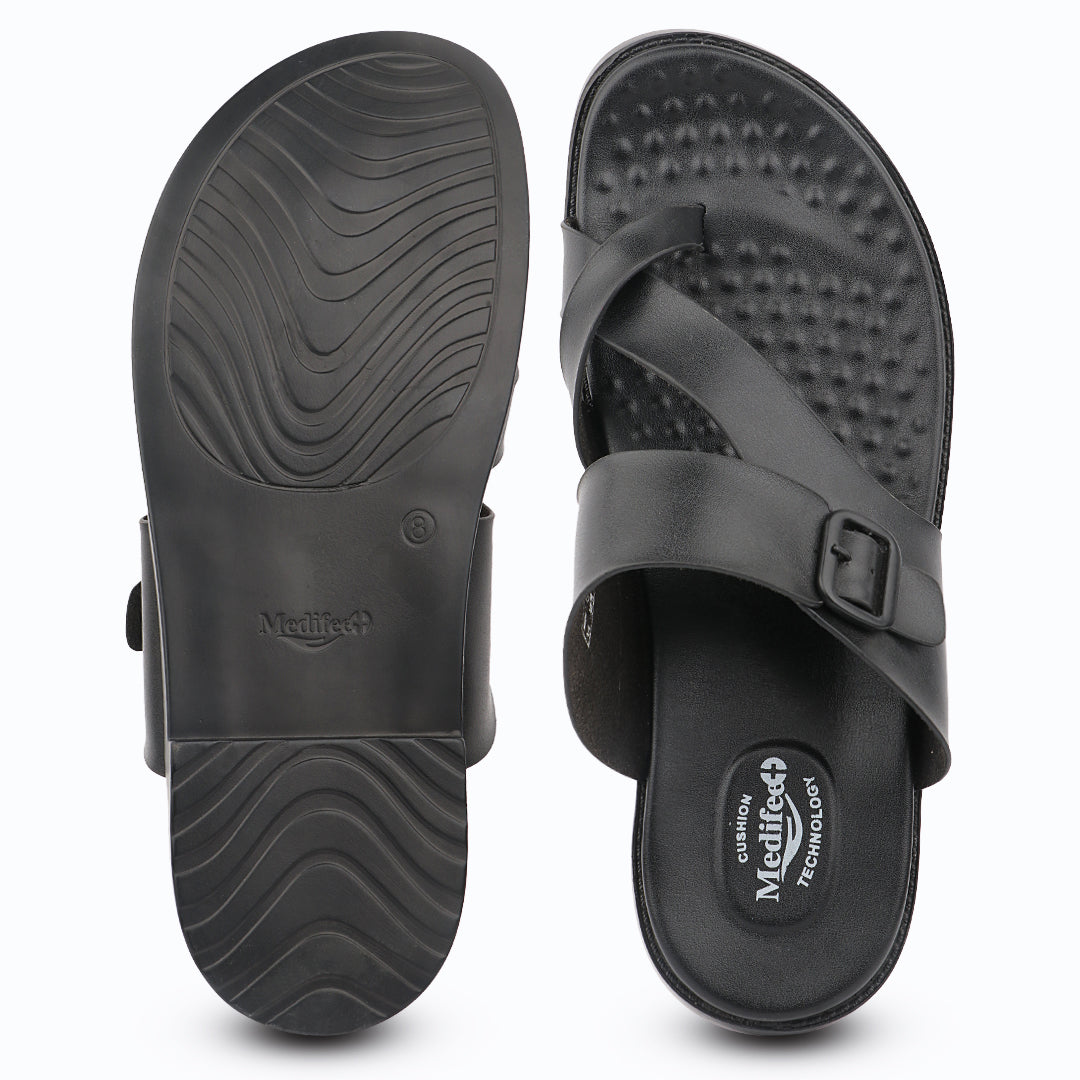 Medifeet Ortho-Stride Adjustable Toe-Ring Slide Sandals with Cushion Footbed