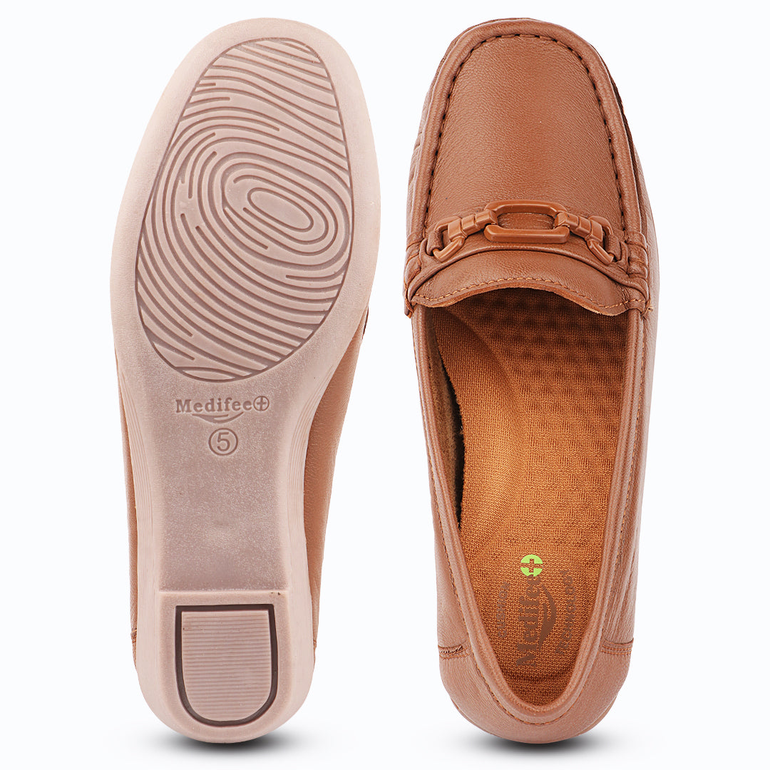 Medifeet Women’s Comfort Loafers – Genuine Leather Slip-On Flats with Arch Support & Cushioned Insole