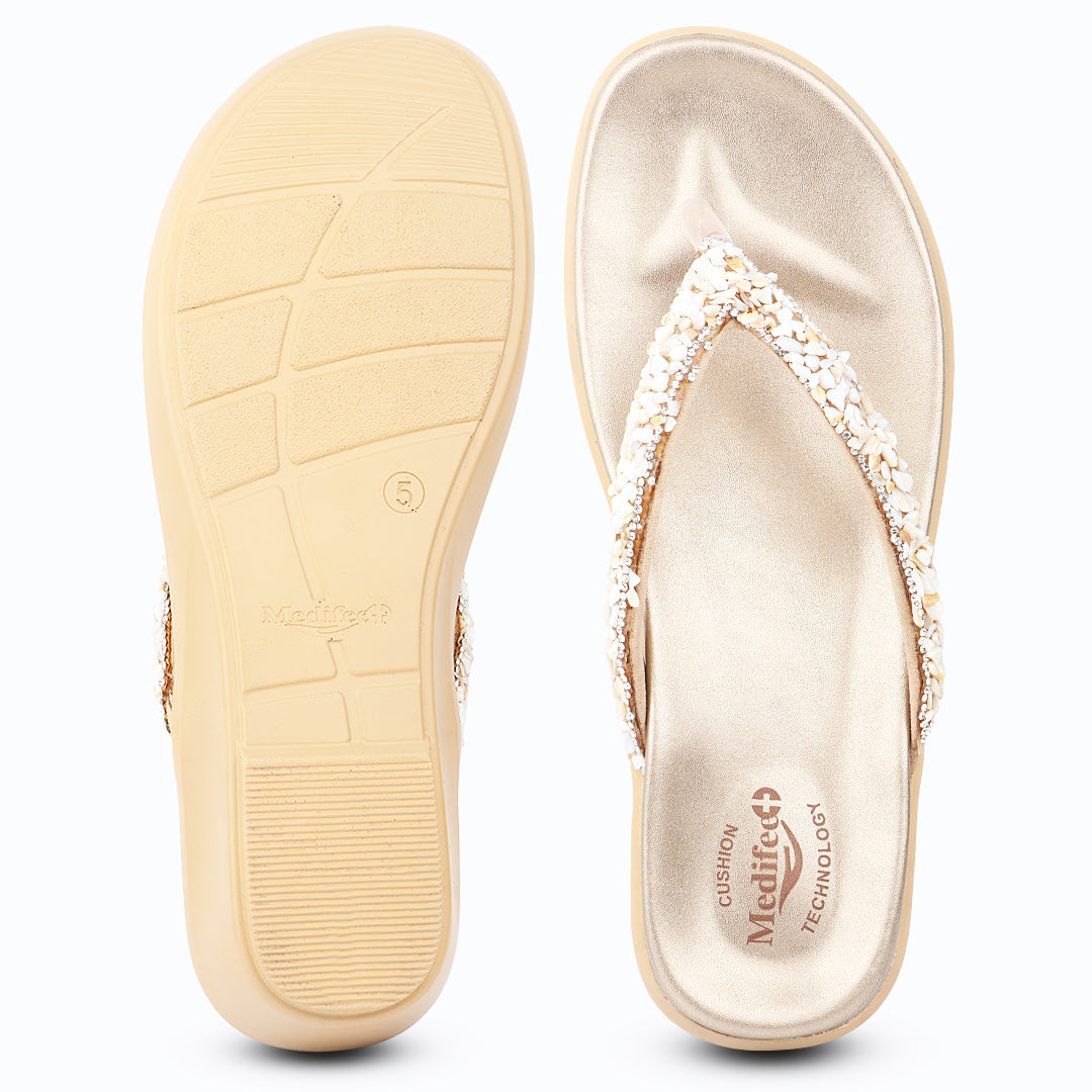 Medifeet Pearl Strap Wedge Sandals for Women – Arch Support, Cushion & Orthopedic Comfort