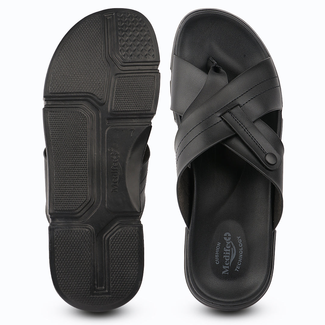 Medifeet ComfortZone Men's Cross Strap Slide Sandals | German Technology Comfort Midsole | Arch Support | Lightweight Slip-On Casual Footwear for Daily Wear