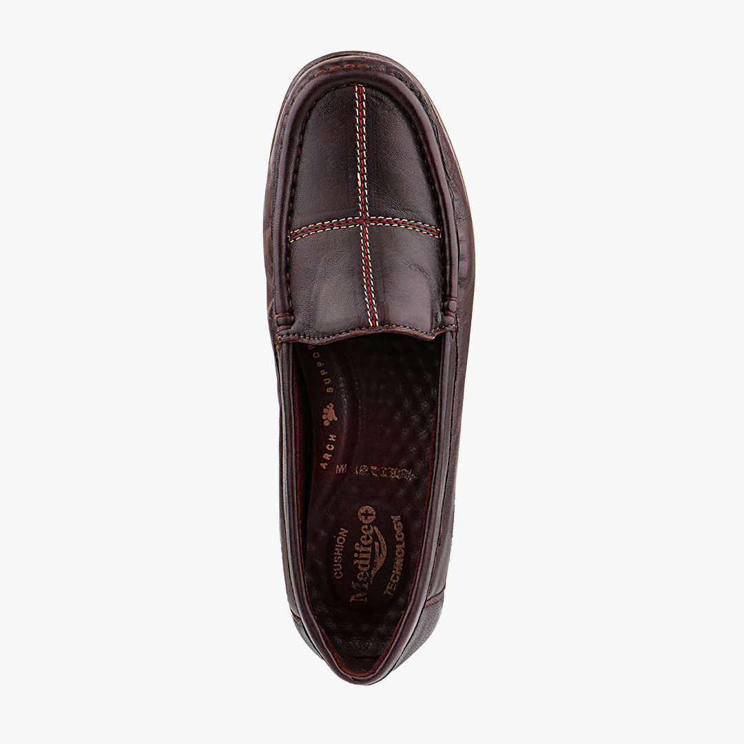 Subtle Heel Leather Loafers for Women with Arch Support