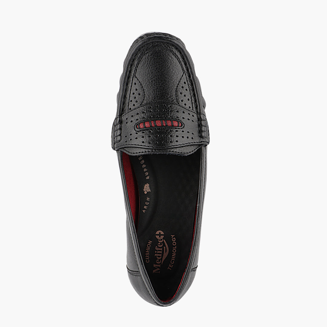 Medifeet Genuine Leather with Arch Support Loafers For Women's