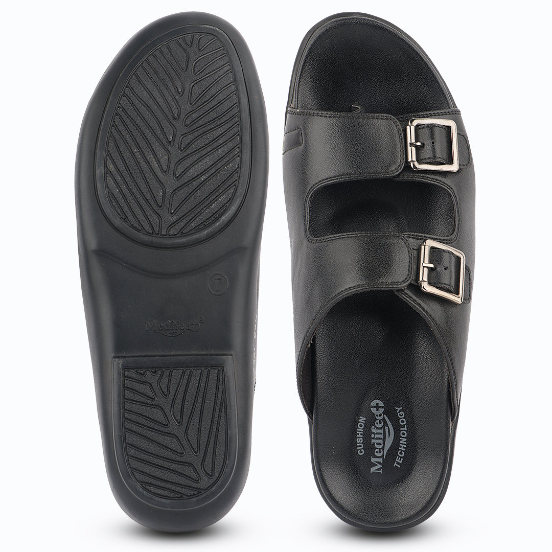 Medifeet Men's Orthopedic Comfort Sandals | Adjustable Double Buckle | Ergonomic Arch Support | Soft Cushioned Footbed | Lightweight Anti-Slip Walking Slides | Everyday Casual Footwear