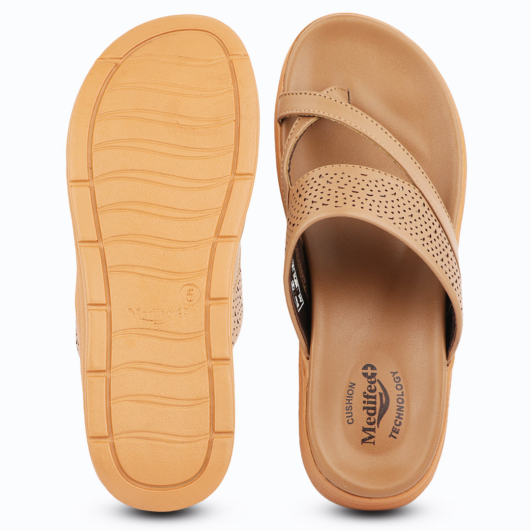 Medifeet SoftStep X-Ring Toe Comfort Slides Slippers For Women's – CushionFlow Midsole Arch Support for All-Day Support