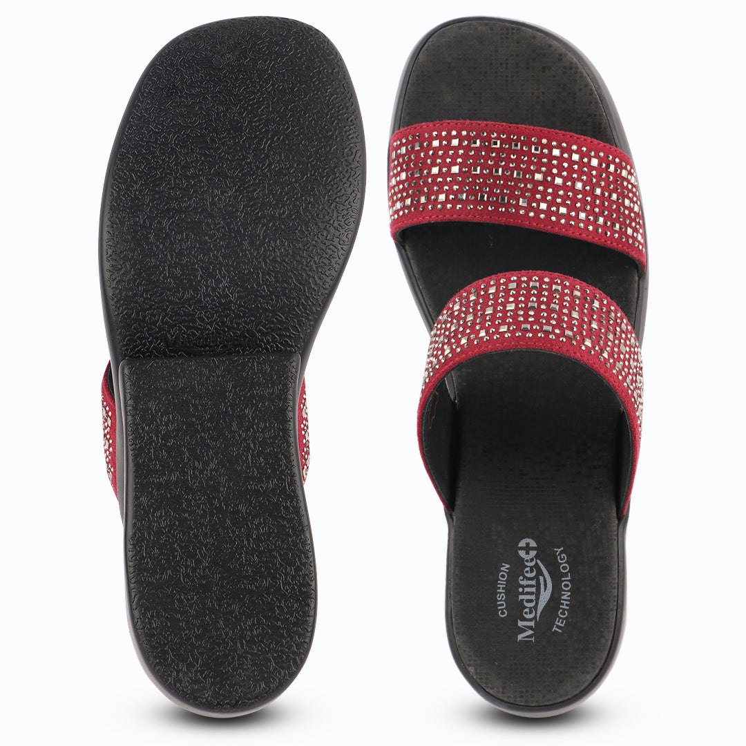 Medifeet Dual Strap Women Wedge Heel Sandals (All Day Wear Comfort)