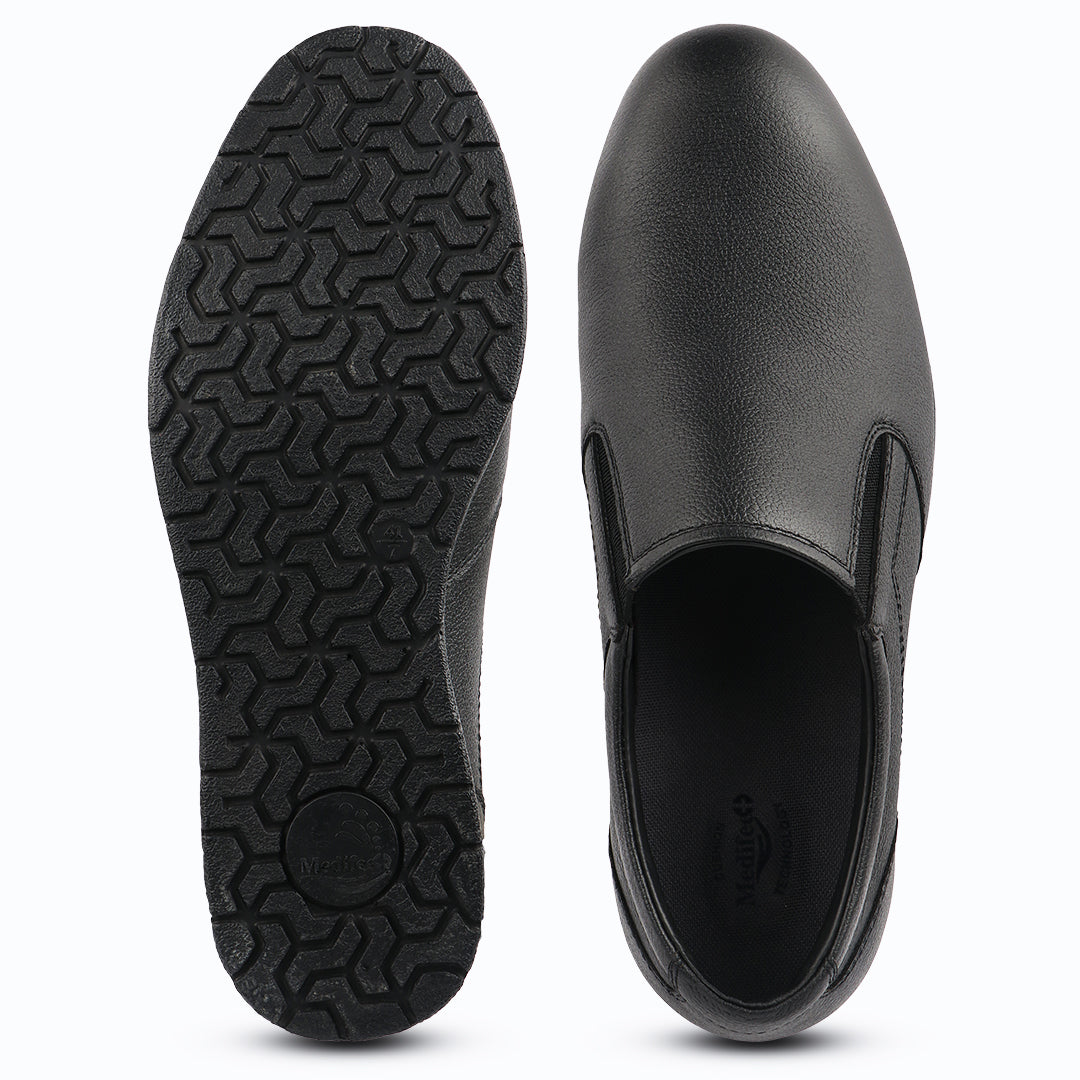 Medifeet Men's Comfort Slip-On Formal Shoes – Arch Support, Soft Cushioned, Anti-Skid Sole