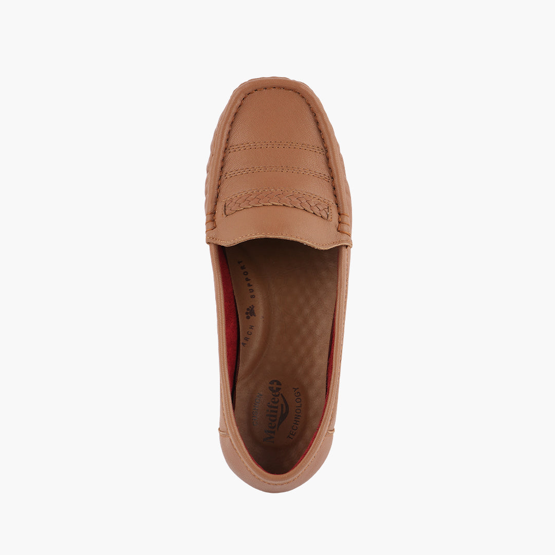 Medifeet Genuine Leather Comfortable & Arch Support Loafers For Women's