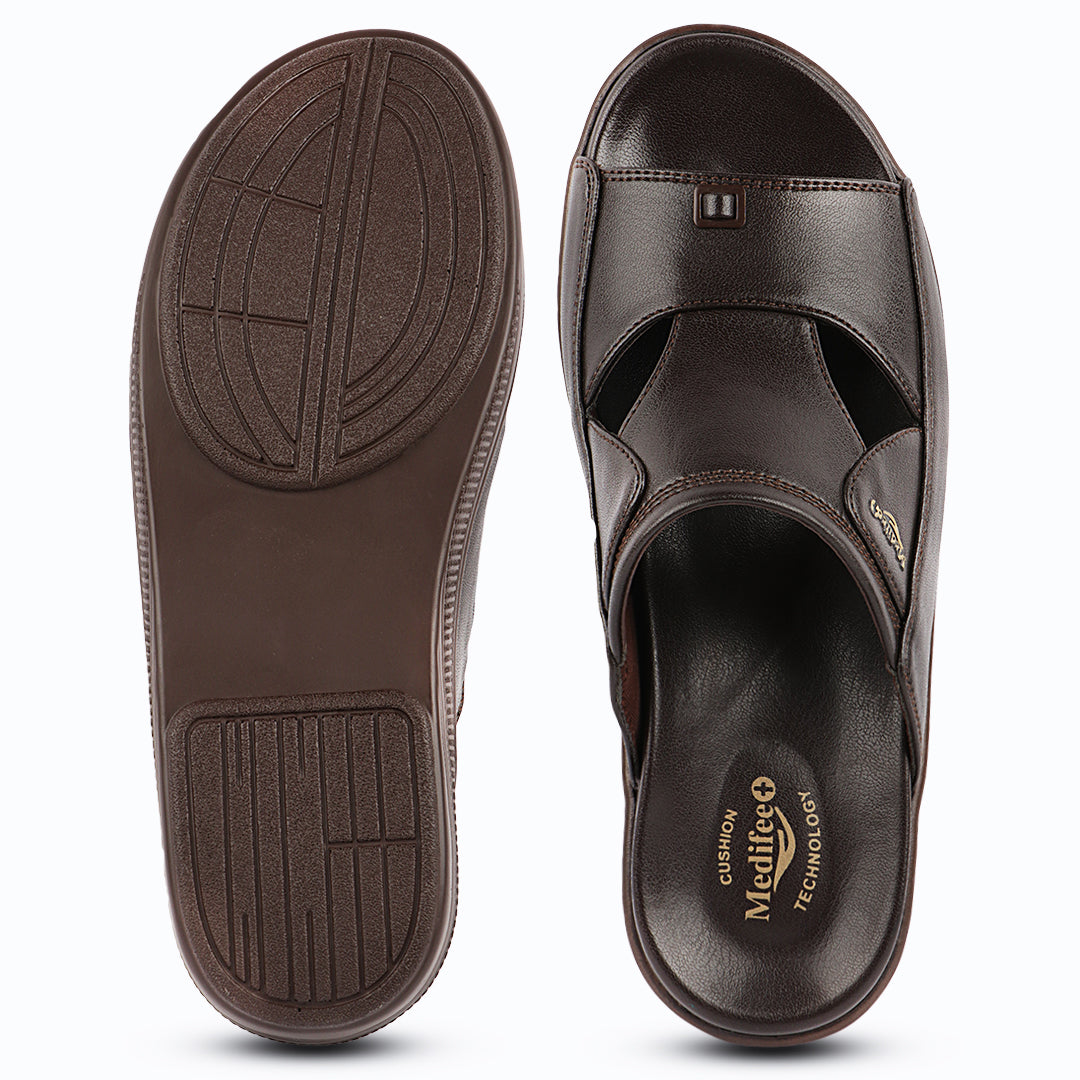 Medifeet Men's Troof II Orthopedic Toe-Ring Sandals | Cushioned Diabetic Slip-On Slippers with Arch Support & Bounce-Back Technology