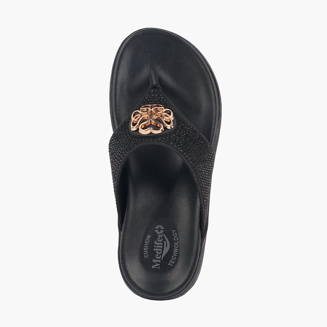 Medifeet Stylish Stone and Comfy Slippers for Women with Midsole Arch Support