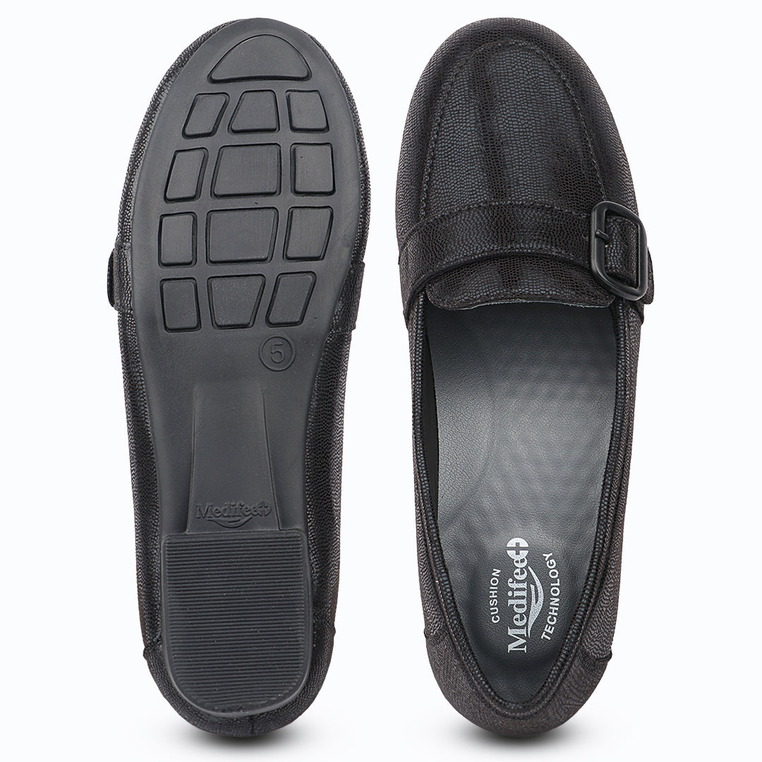Medifeet Arlo Buckle Comfort Loafer For Women’s Lightweight Cushioned Office & Casual Shoes for All-Day Support