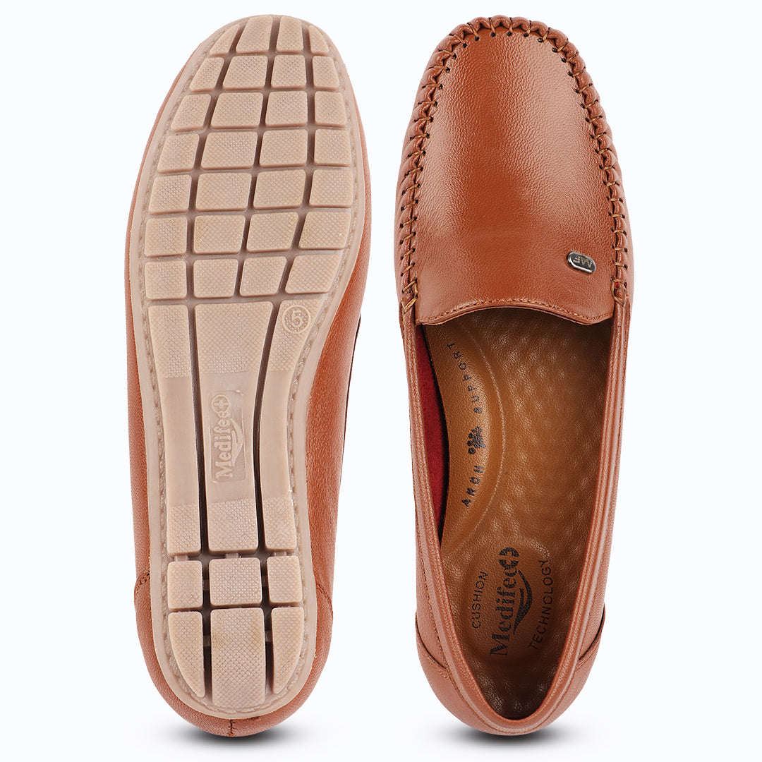 Pointed-Toe Leather Loafers for Women with Extra Cushion