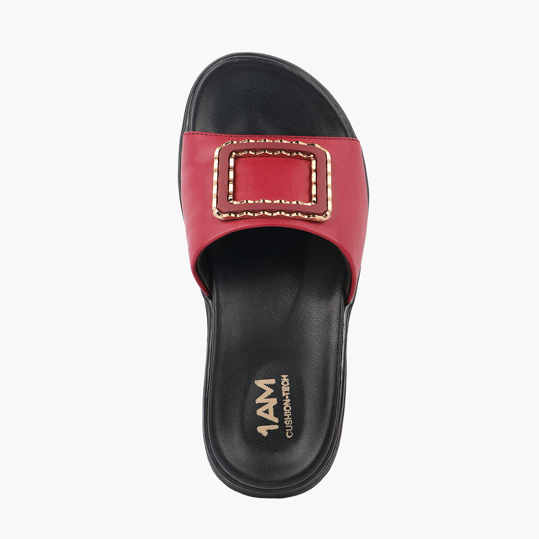 Classic Leather Slippers for Women with Cushioned Footbed