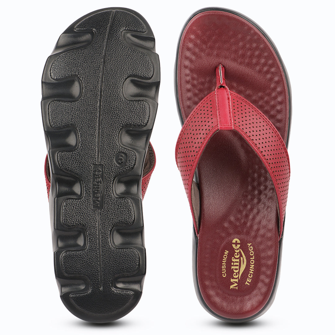 Broad Strap, Cushioned Leather Slippers for Women