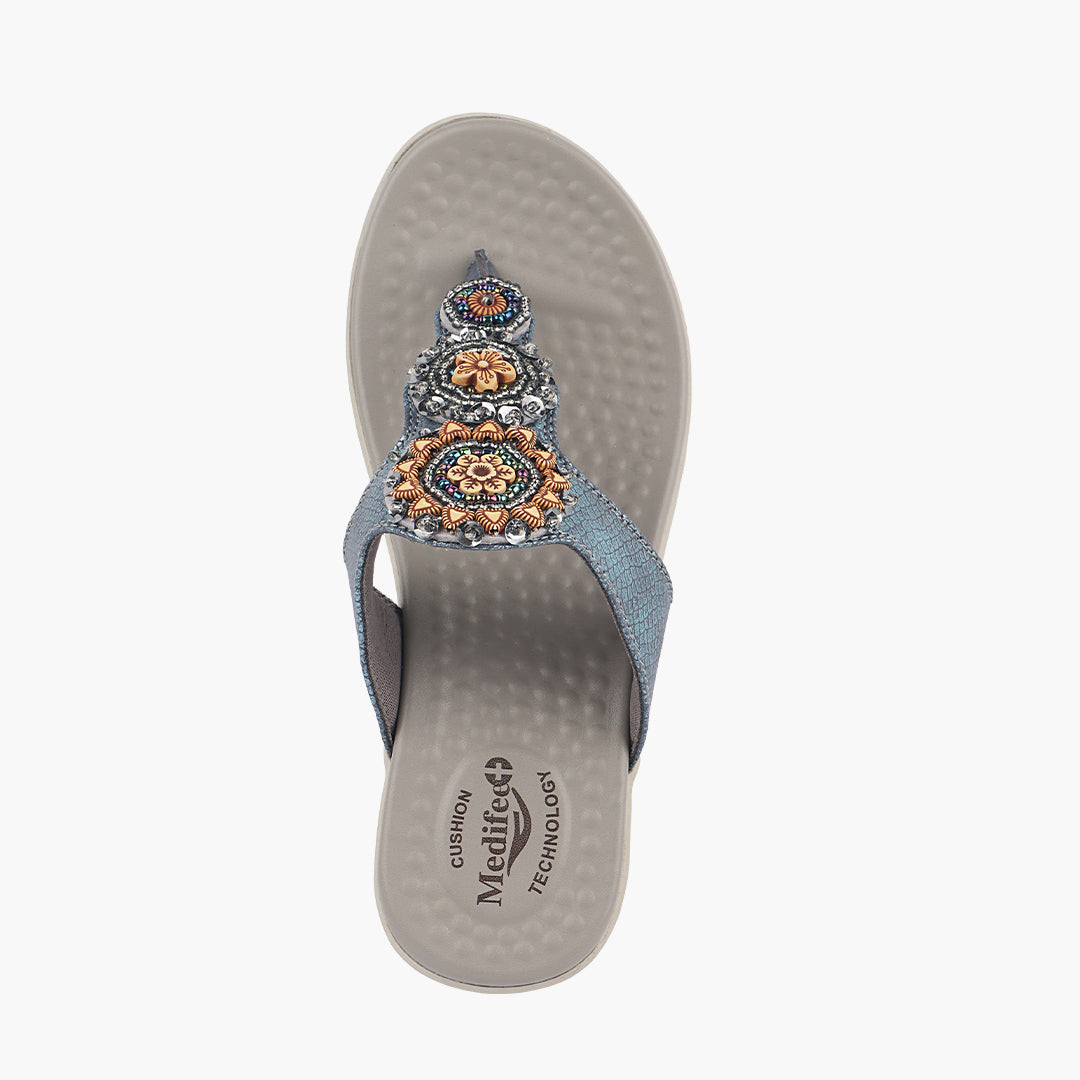 Medifeet Cushioned Wedge Heel Sandals for Women (Arch Support)