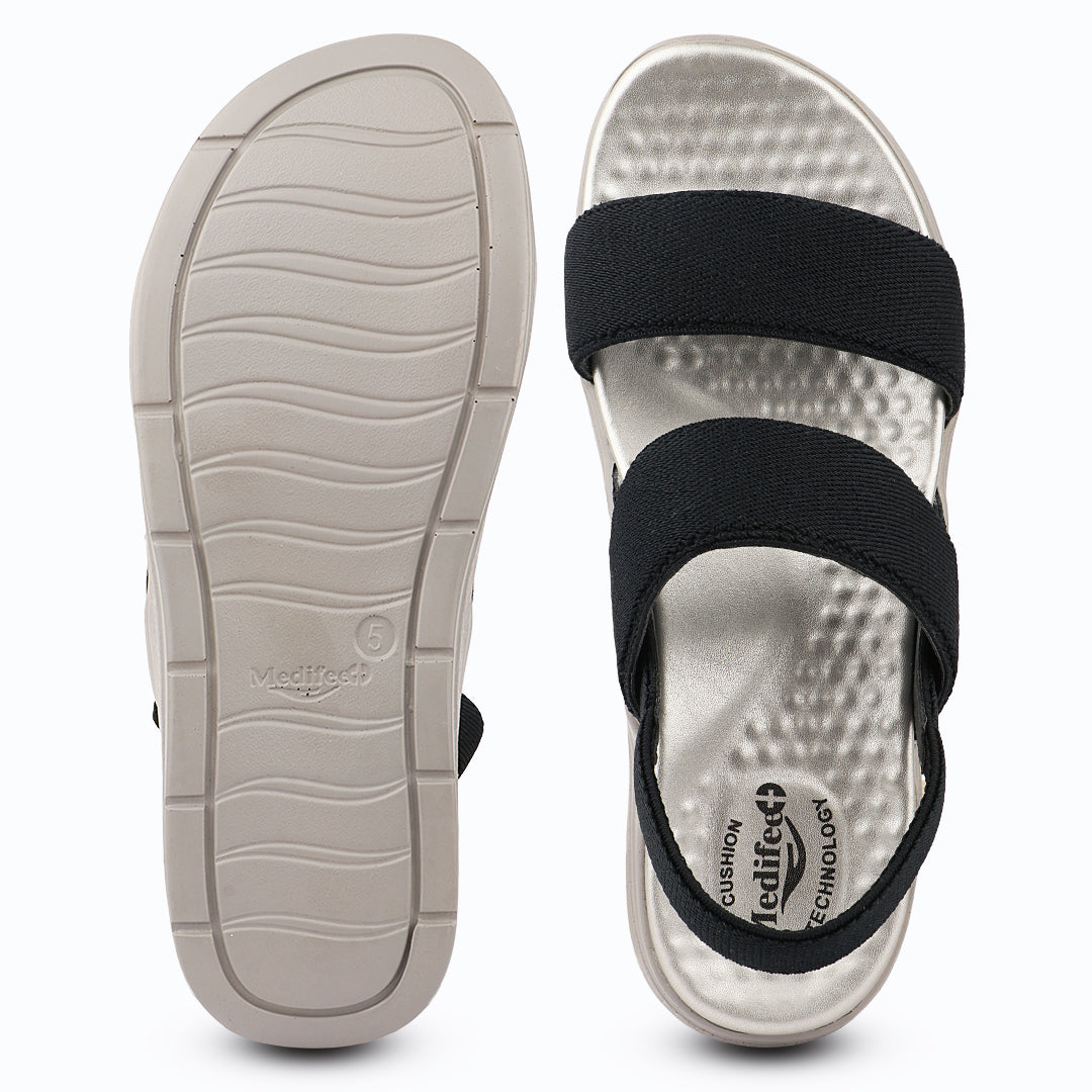 Medifeet Women's Dual Strap Fashion Sandals (with High Back Strap & Arch Support)