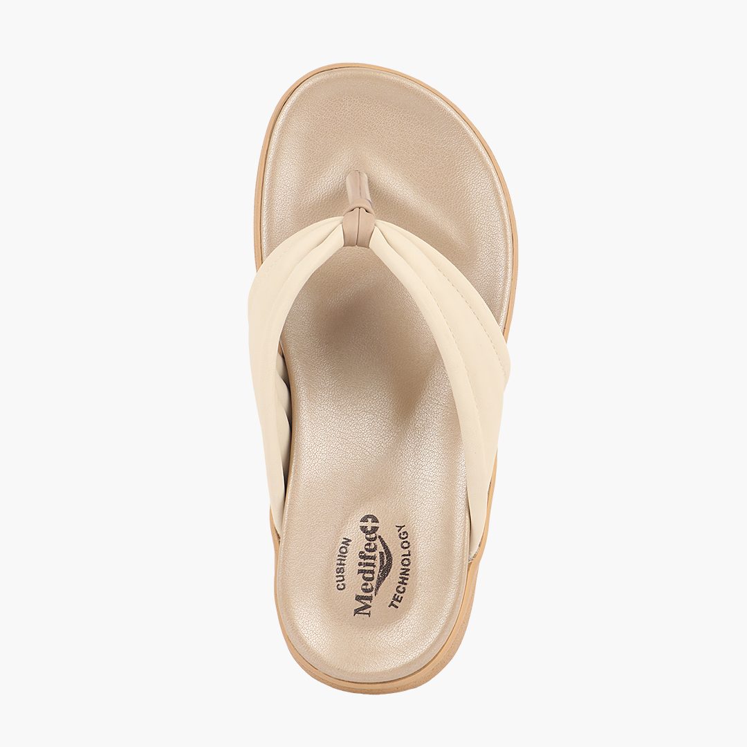 Modern V Strap Style Comfy Leather Slippers for Women