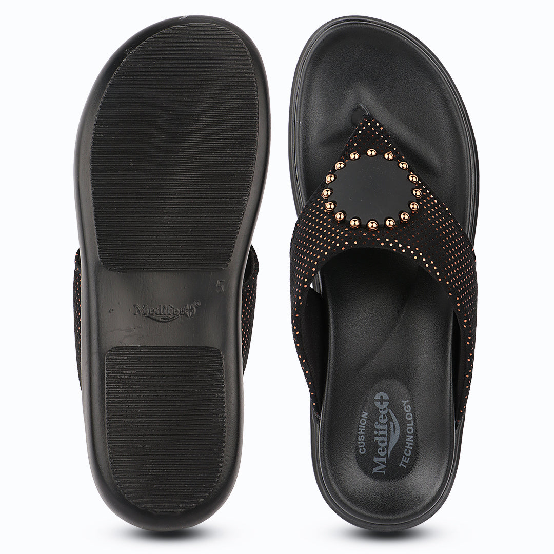 Medifeet LuxeArch Women’s Orthopedic Embellished Slip-On Slippers – Premium Comfort with Cushion Technology