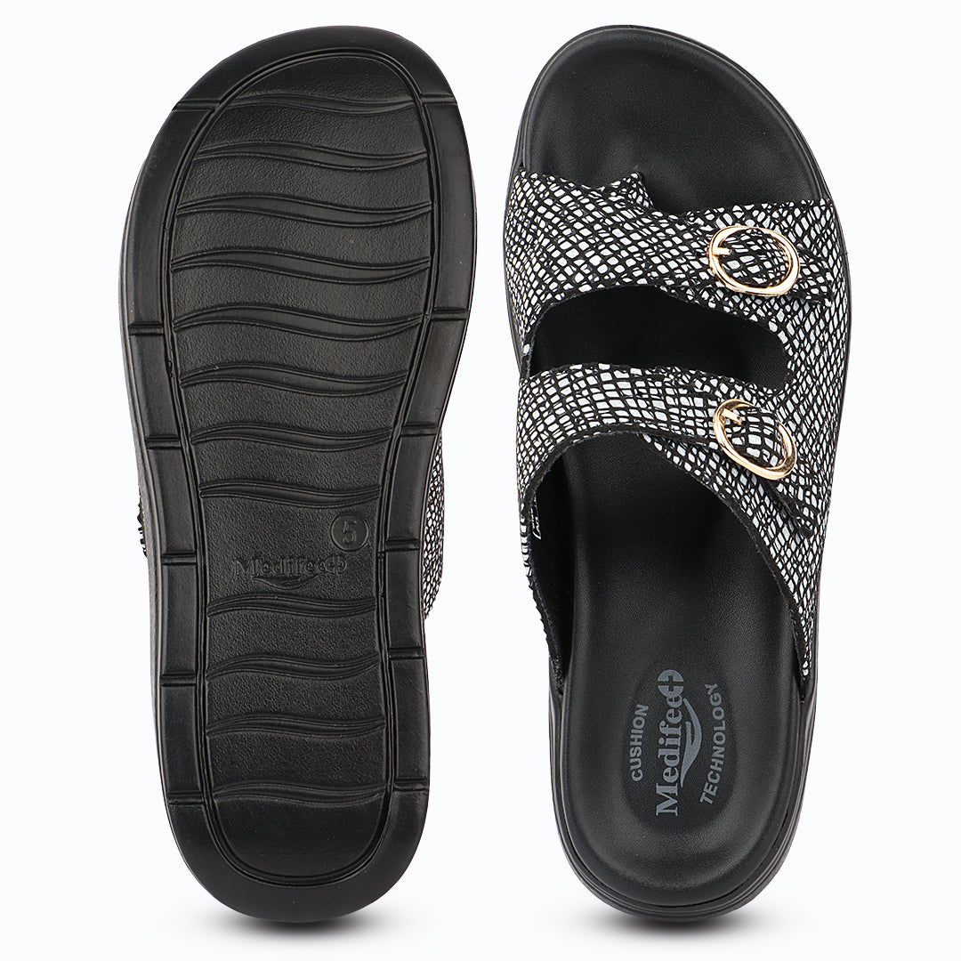 Medifeet DiaStyle Fashion Meets Comfort Diabetic Sandal | Premium Cushioned Orthopedic Slides for All-Day Walking Support