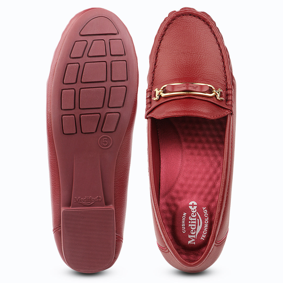 Medifeet Women’s Casual Leather Moc Toe Loafer Shoes | Pain-Free Walking Shoes