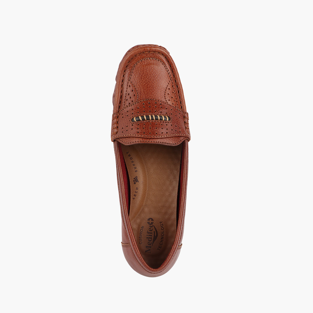 Medifeet Genuine Leather with Arch Support Loafers For Women's