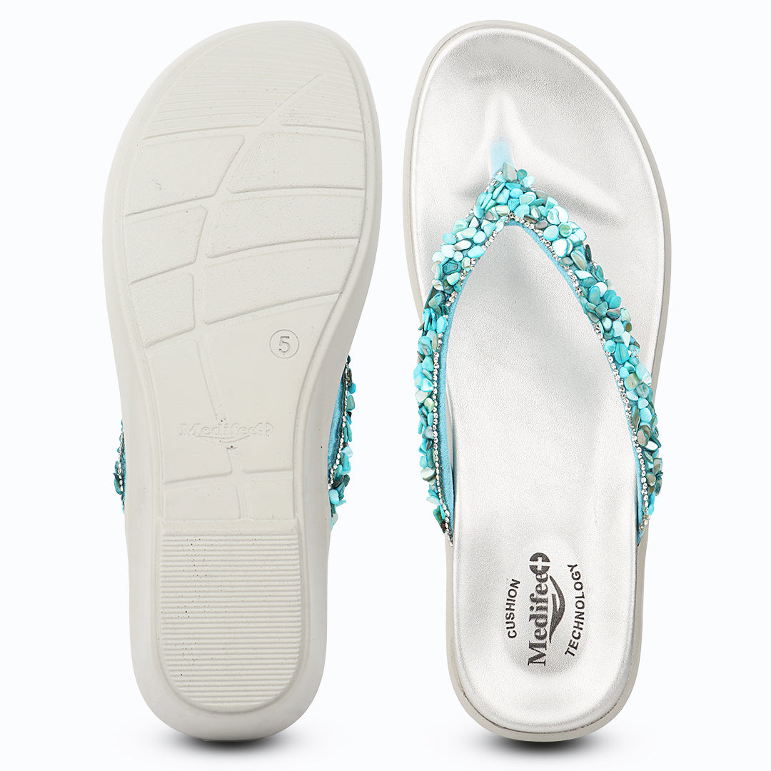 Medifeet Pearl Strap Wedge Sandals for Women – Arch Support, Cushion & Orthopedic Comfort