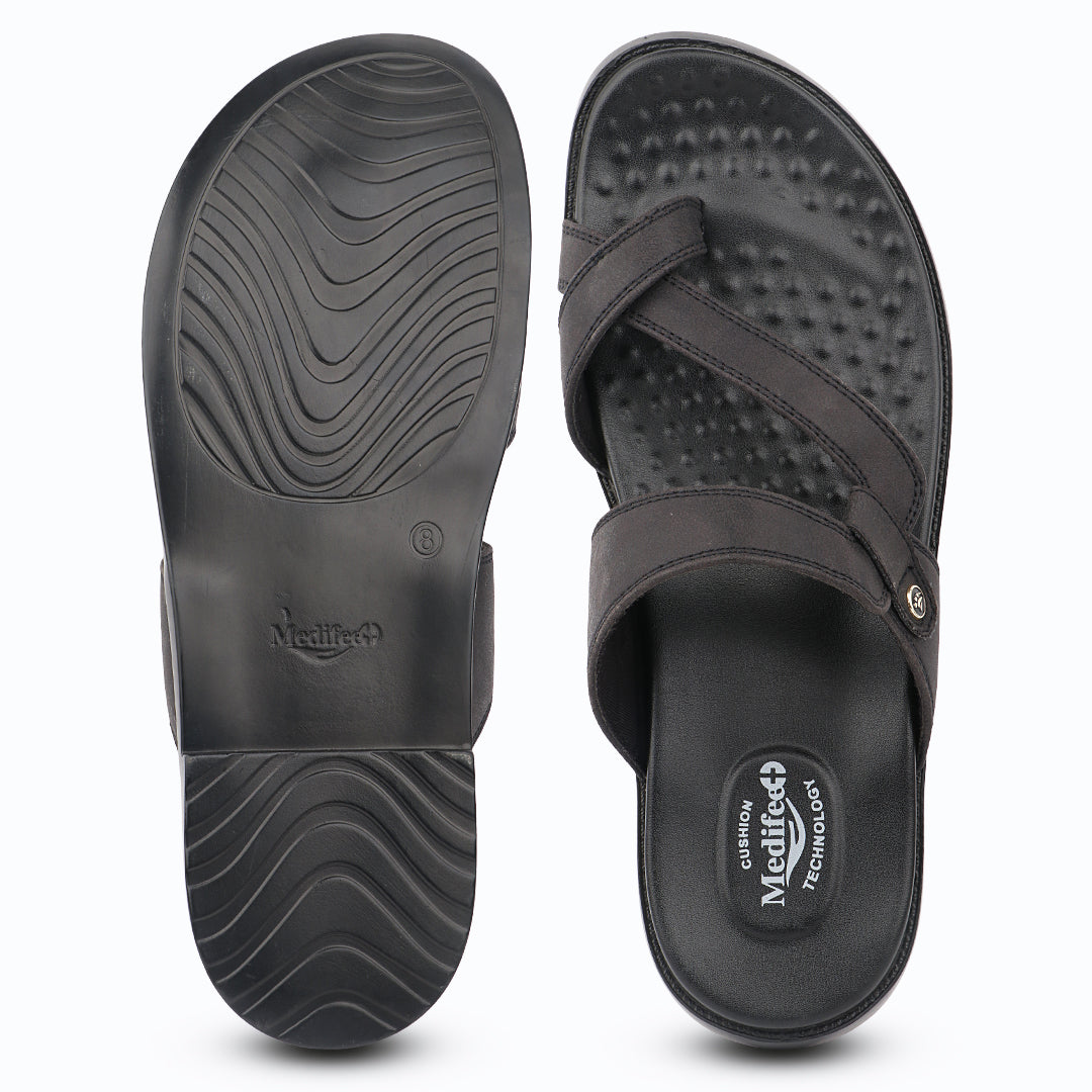 Medifeet Men’s Relaxed Comfort Slippers – Easy Wear Slip-On, Cushioned Base, Ideal for Home & Outdoor Use