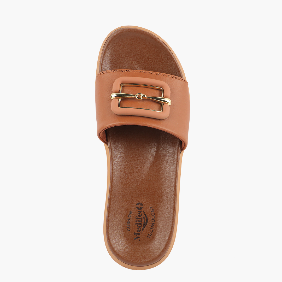 Medifeet Leather Sliders for Women (Comfortable & Classic Design)
